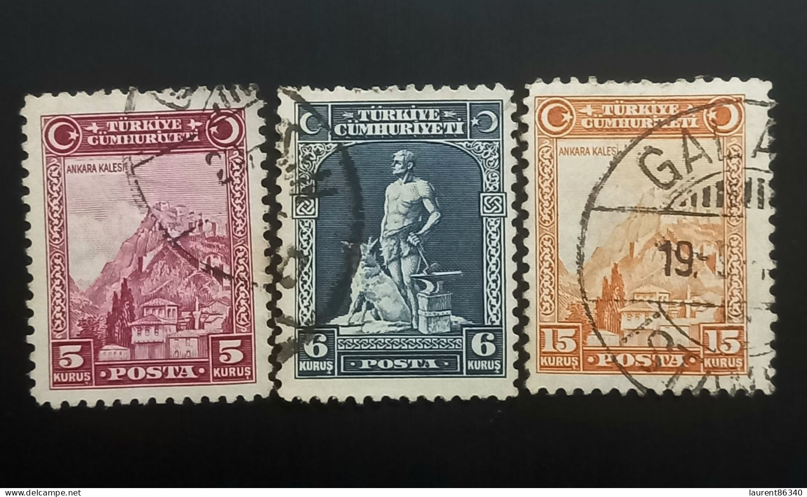TURQUIE 1930 Inscription "TÜRKIYE CÜMHURIYETI" - "Ü" In "CÜMHURIYETI" 3 Used Stamps - Usati