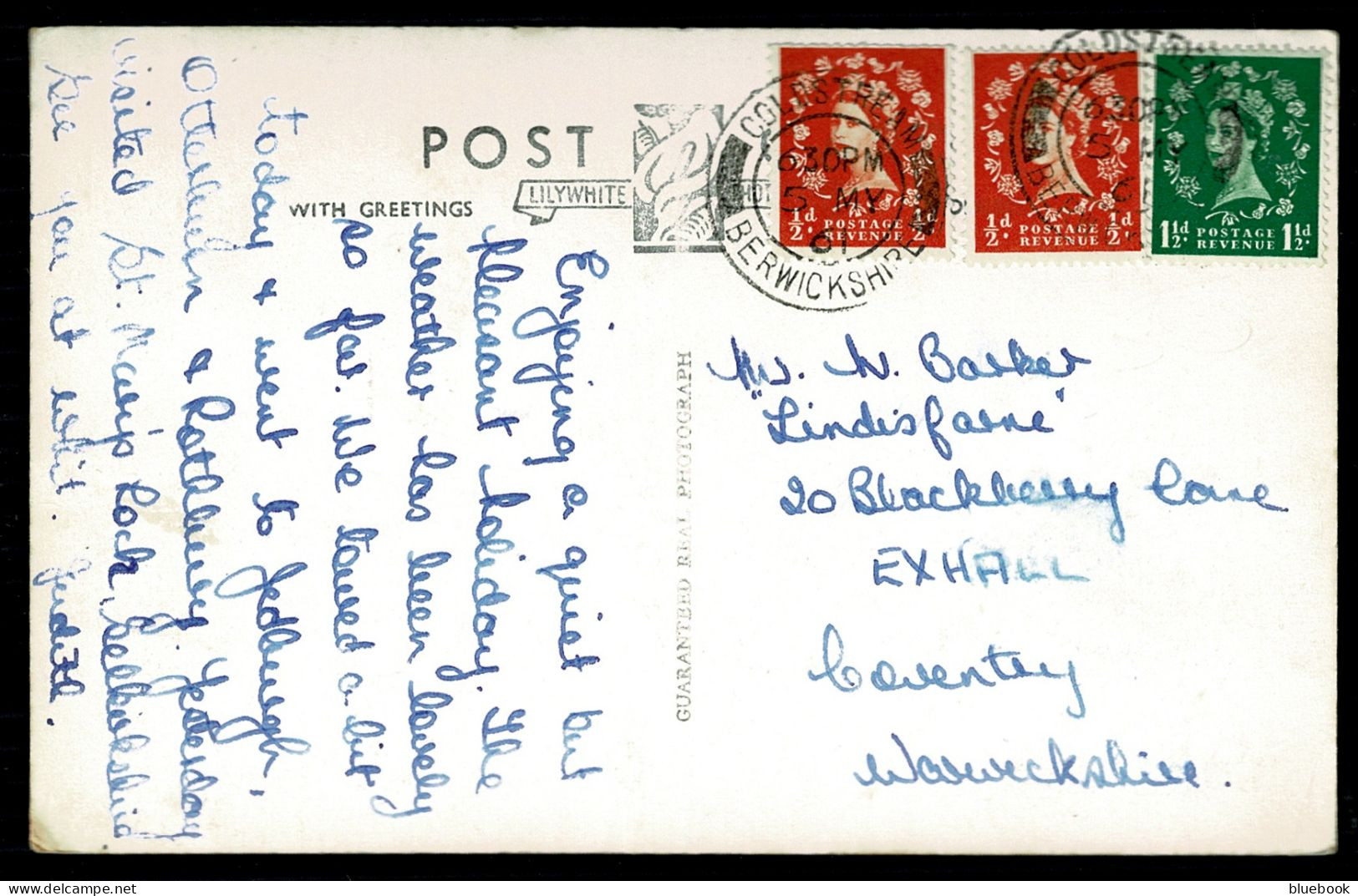 Ref 1624 - 1961 Real Photo Postcard Queen Mary's House Jedburgh Roxburgshire - Coldstream Cancel - Roxburghshire