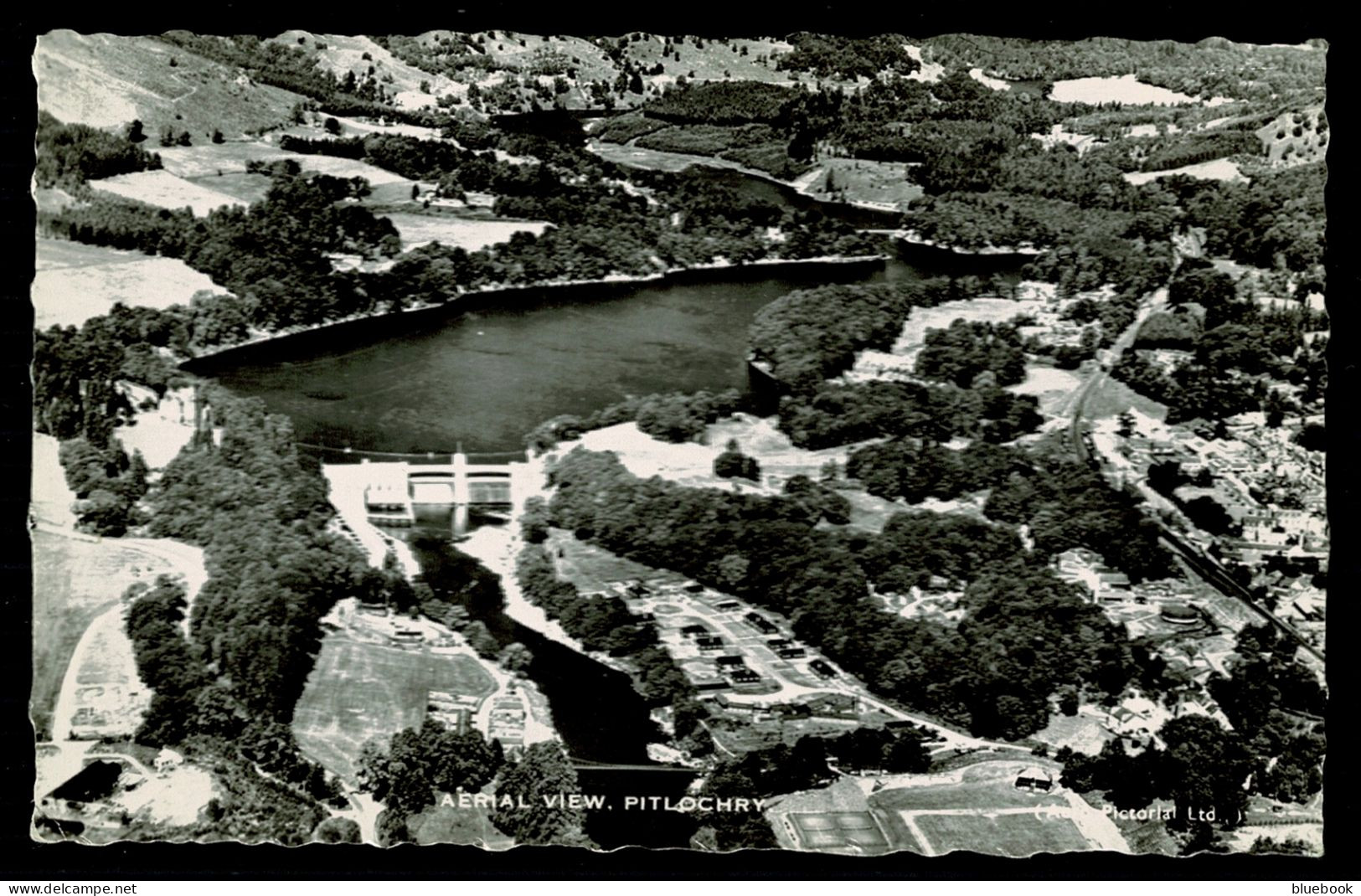 Ref 1624 - Real Photo Postcard - Aerial View Pitlochry Perthshire Scotland - Perthshire