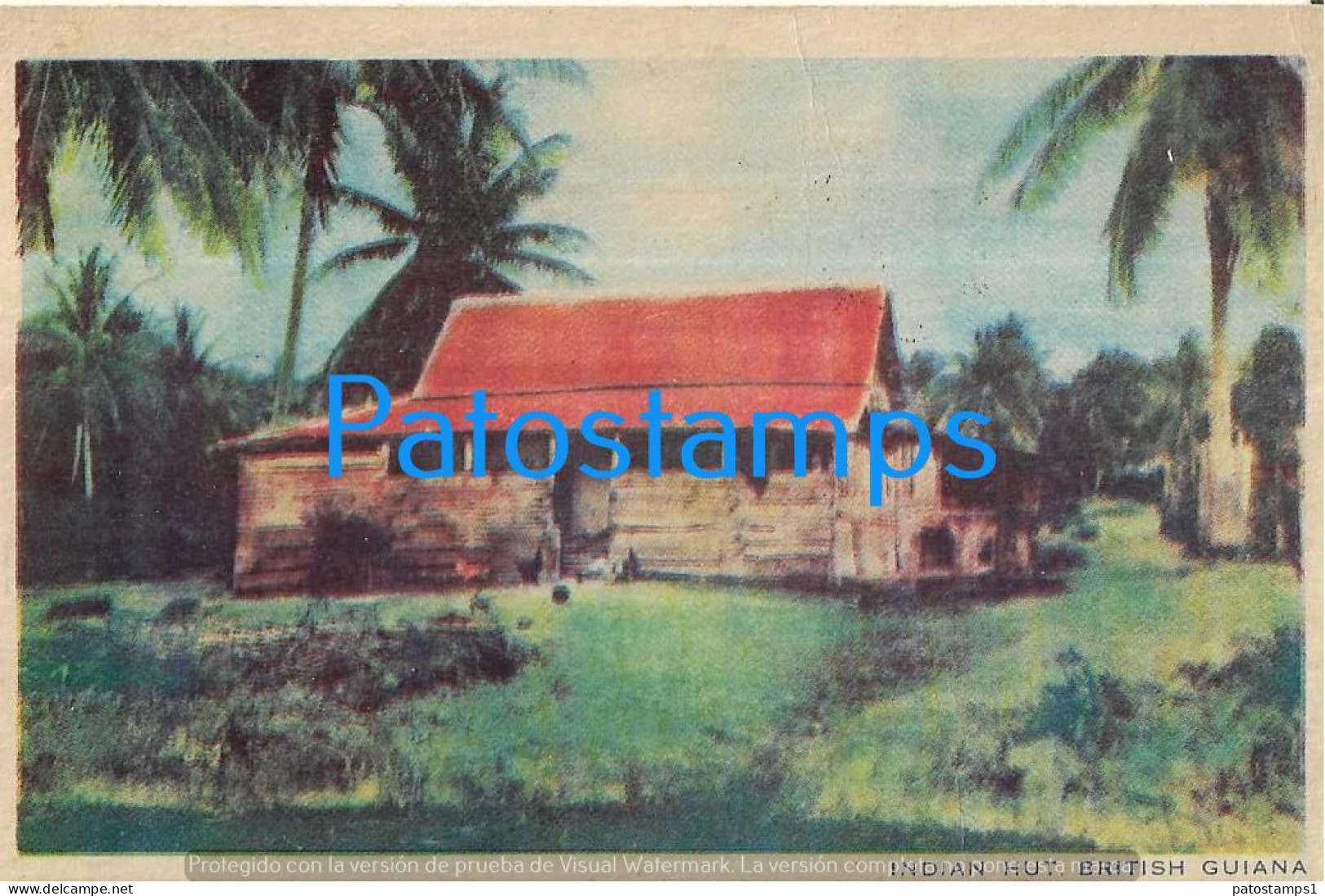 212020 GUYANA BRITISH GUIANA GEORGETOWN INDIAN HUT CIRCULATED TO UK POSTAL POSTCARD - Guyana (voorheen Brits Guyana)