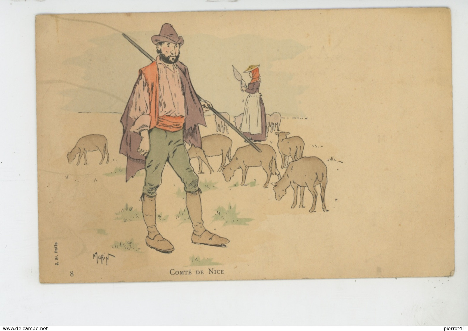 Illustrateur H. MORIN - Jolie Carte Fantaisie Berger Avec Moutons "COMTÉ DE NICE " - Morin, Henri