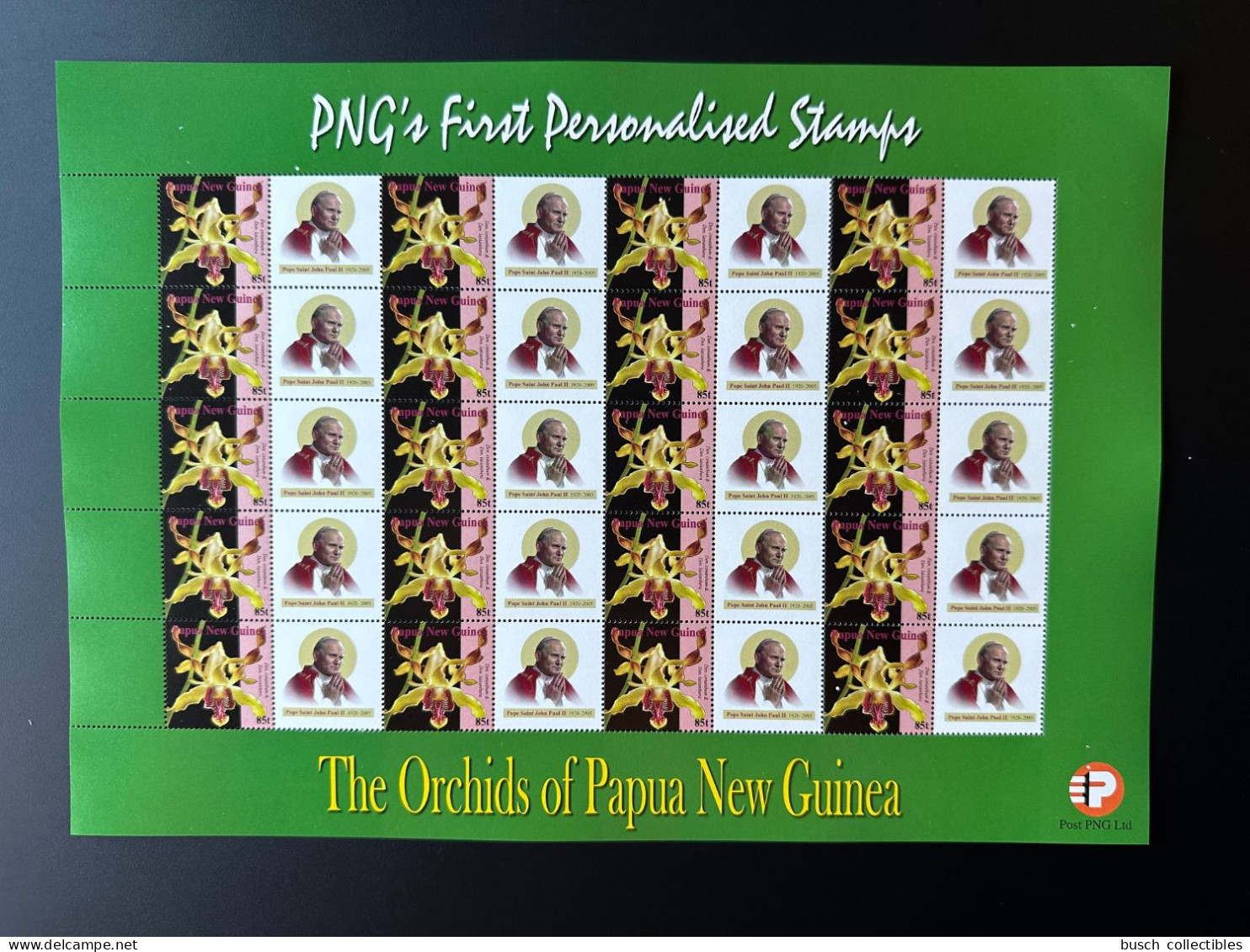 Papua New Guinea PNG 2007 Mi. 1244 Personalized Pope Pape Jean Johannes John Paul II (4) Saint Orchids Flowers - Papua New Guinea