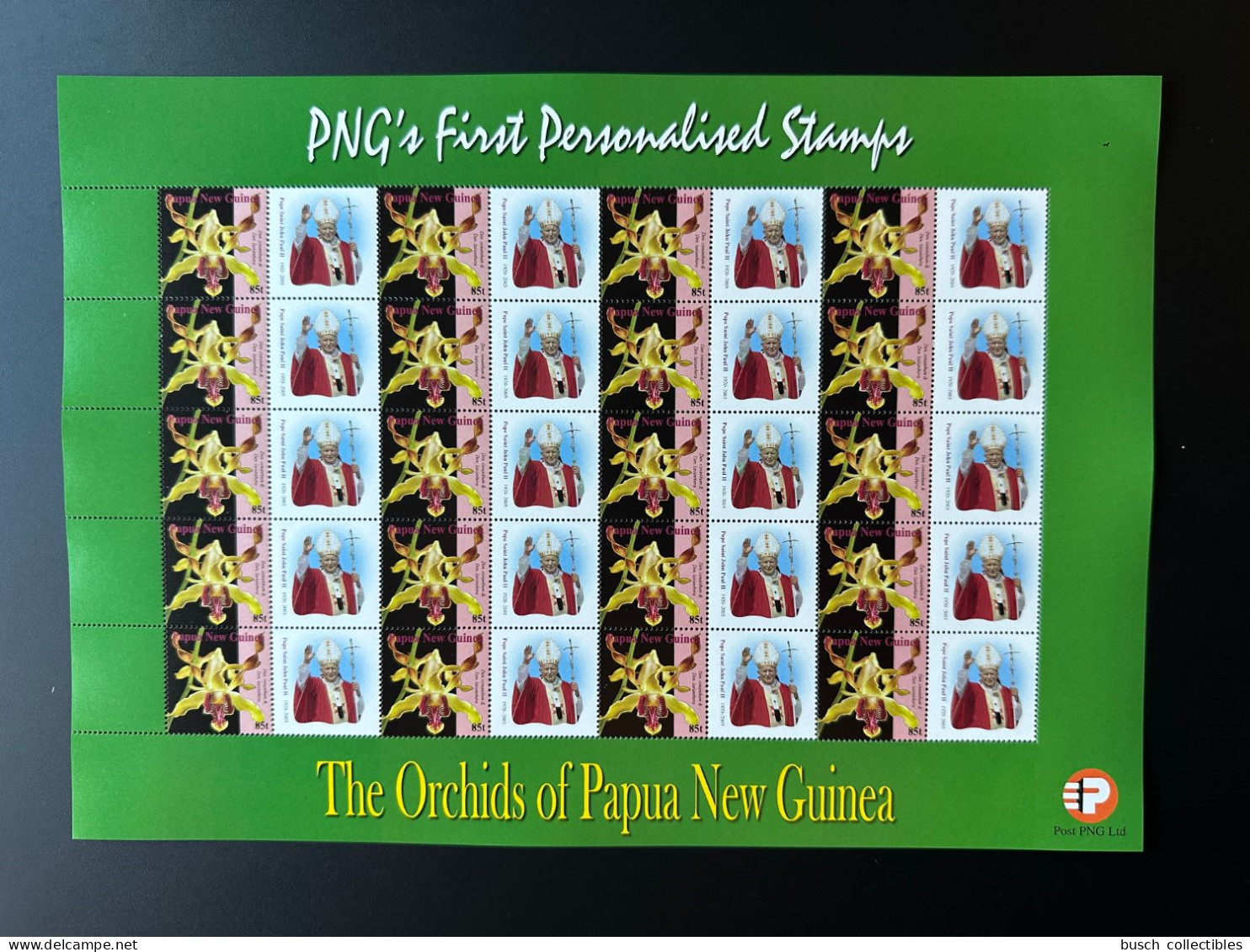 Papua New Guinea PNG 2007 Mi. 1244 Personalized Pope Pape Jean Johannes John Paul II (3) Saint Orchids Flowers - Pausen