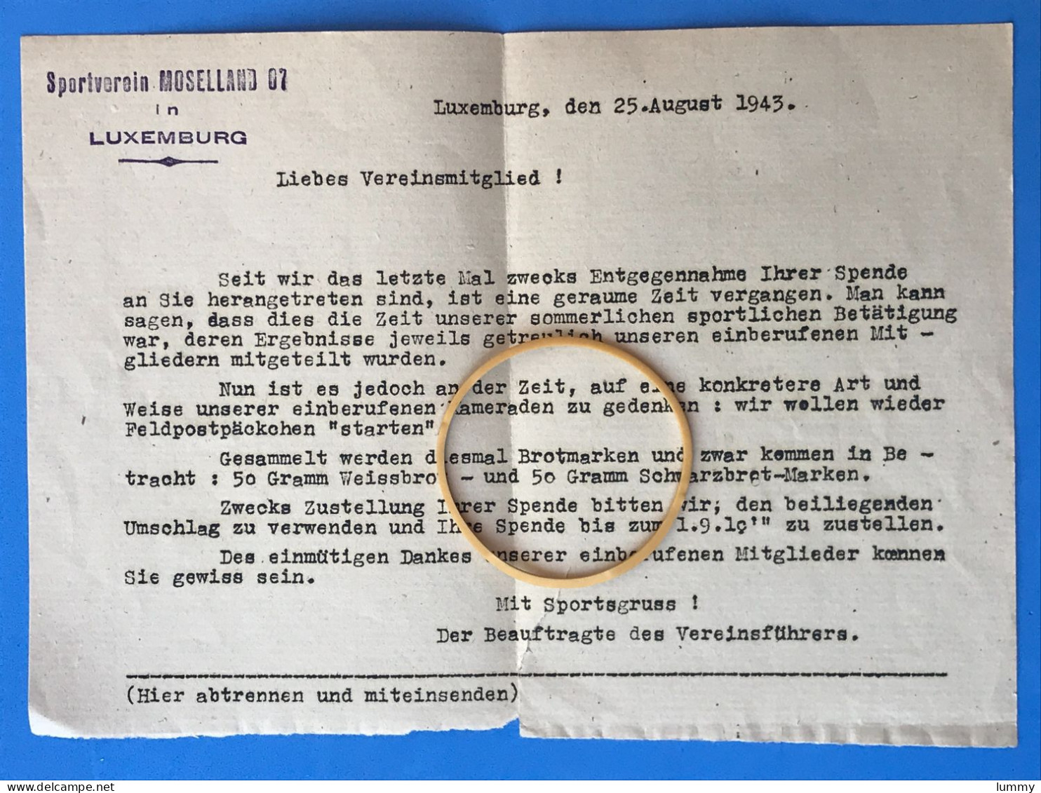 Luxembourg - Deutsches Reich - Spendenaufforderung + Umschlag - Sportverein Moselland 07 In Luxemburg Wk2 Ww2 Besatzung - 1940-1944 Occupazione Tedesca