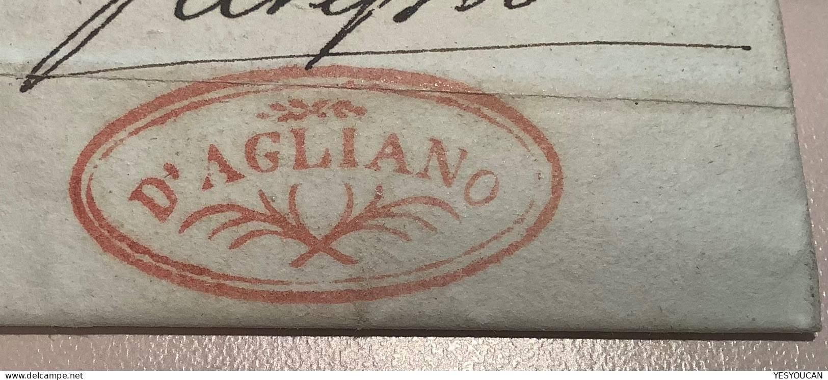 “D’ AGLIANO” (possibly Terme, Asti, Piemonte) 1815 Entire Letter TORINO> Garessio (Italia Lettera Cover Sardegna - Sardinië