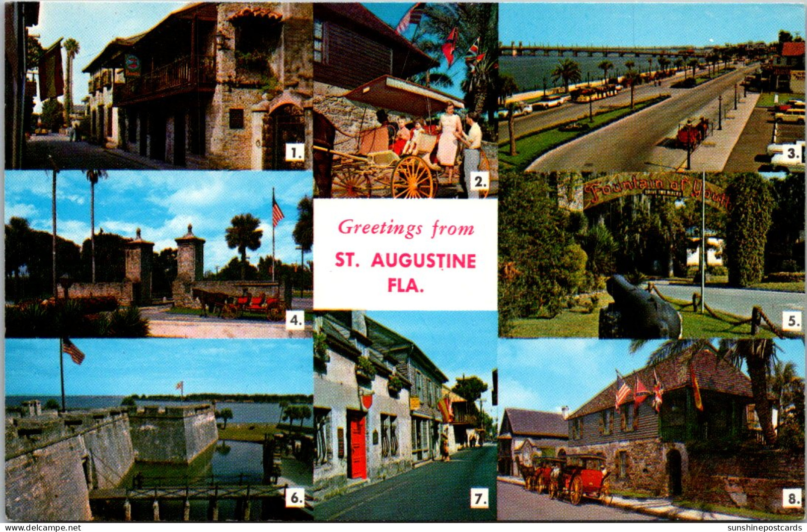 Florida St Augustine Greetings With 8 Views - St Augustine