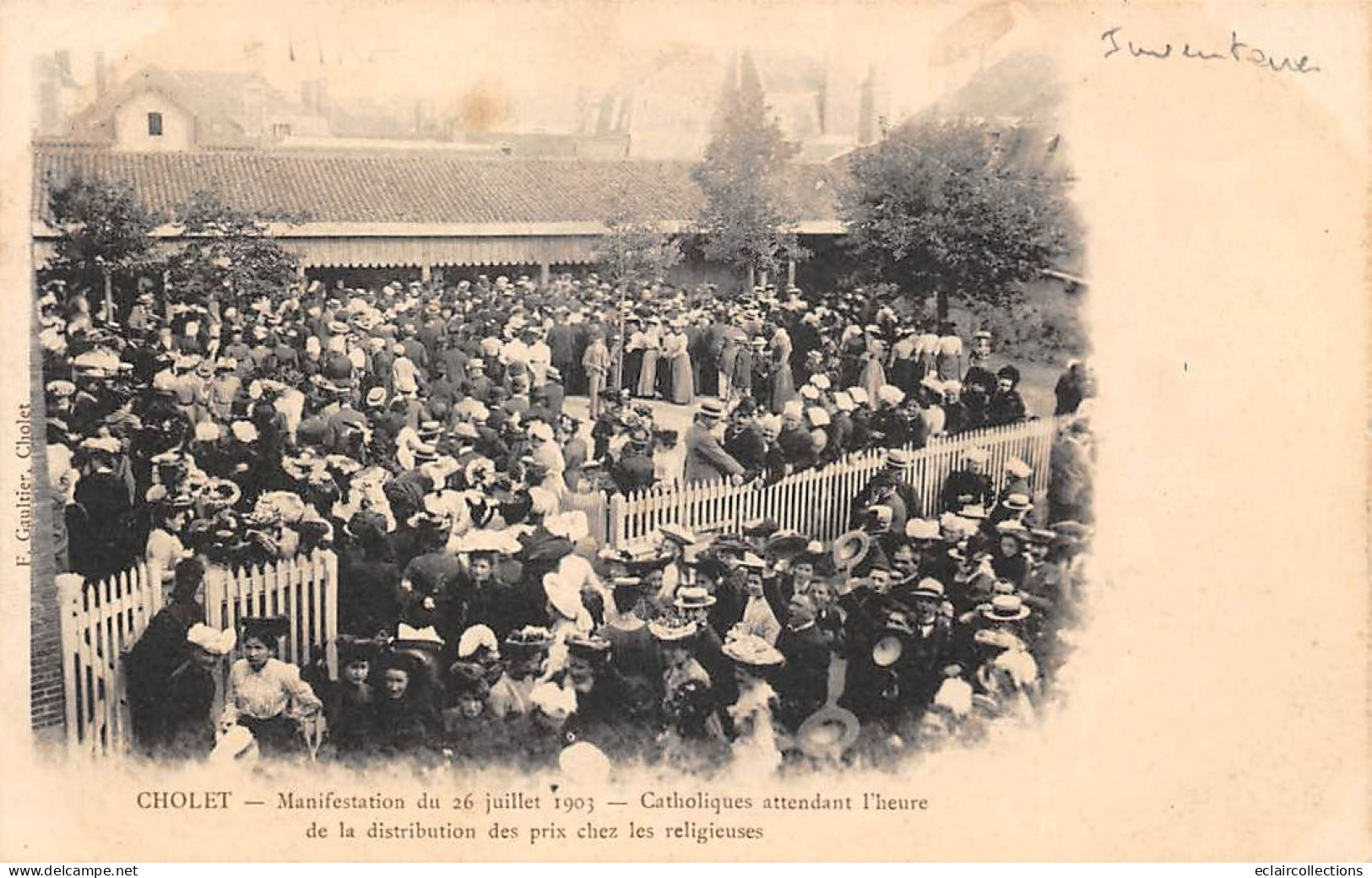 Cholet         49      Inventaires. Manifestation  De Juillet  1903. Catholiques Attendant L'heure ...  (Voir Scan) - Cholet