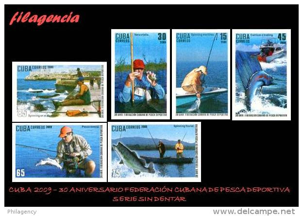 PIEZAS. CUBA MINT. 2009-37 30 ANIVERSARIO DE LA FEDERACIÓN DE PESCA DEPORTIVA. SERIE SIN DENTAR - Sin Dentar, Pruebas De Impresión Y Variedades