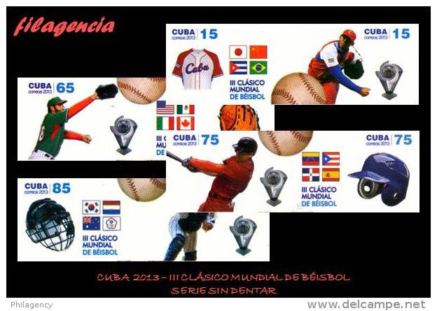 PIEZAS. CUBA MINT. 2013-08 III CLÁSICO MUNDIAL DE BÉISBOL. SERIE SIN DENTAR - Imperforates, Proofs & Errors