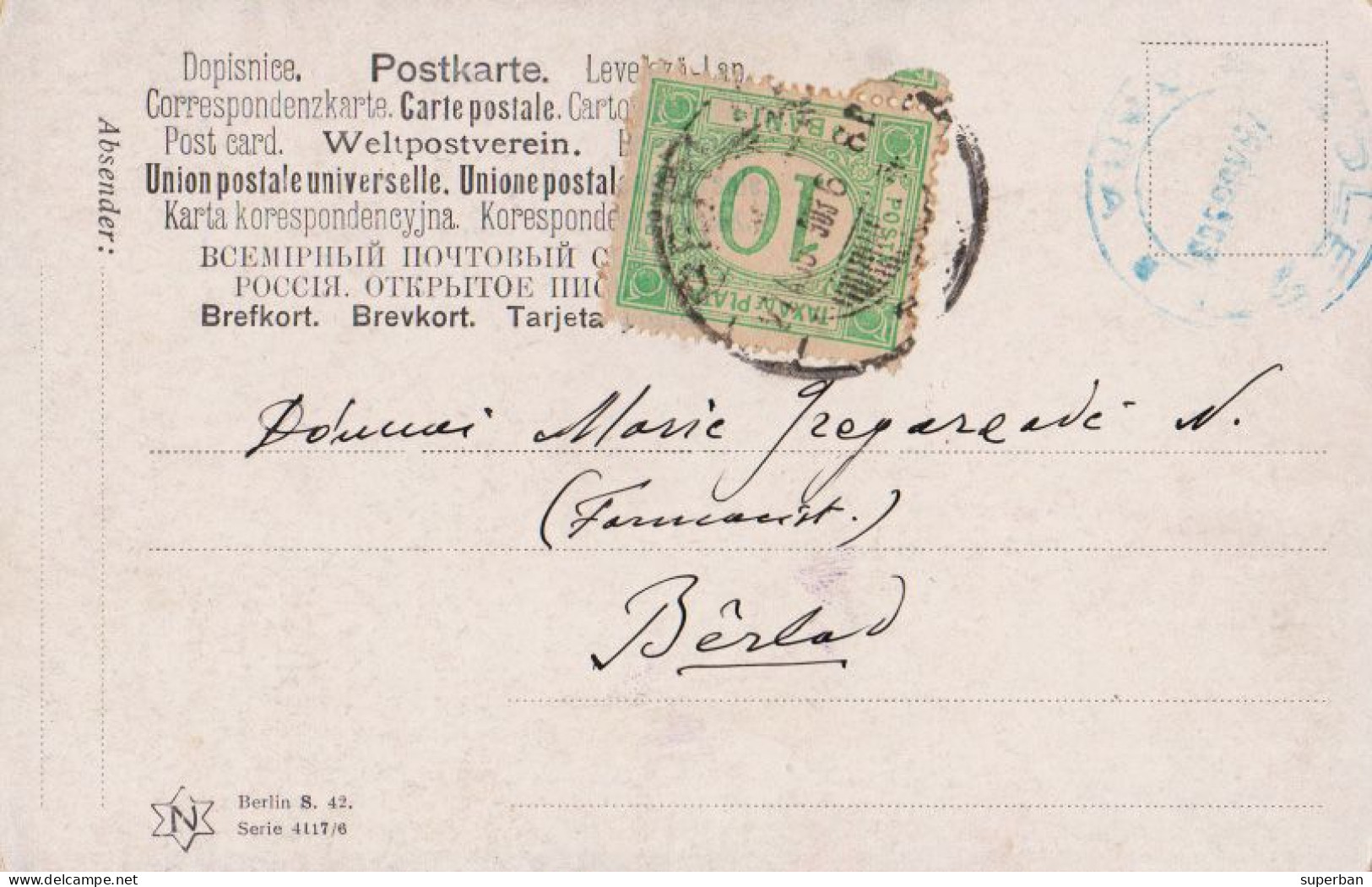 CARTE POSTALA FRANCATA Cu 10 BANI "TAXA DE PLATA" - CIRCULATA în 1903 : GOLESTI / GARA - BERLAD - RRR ! (am235) - Marcofilie