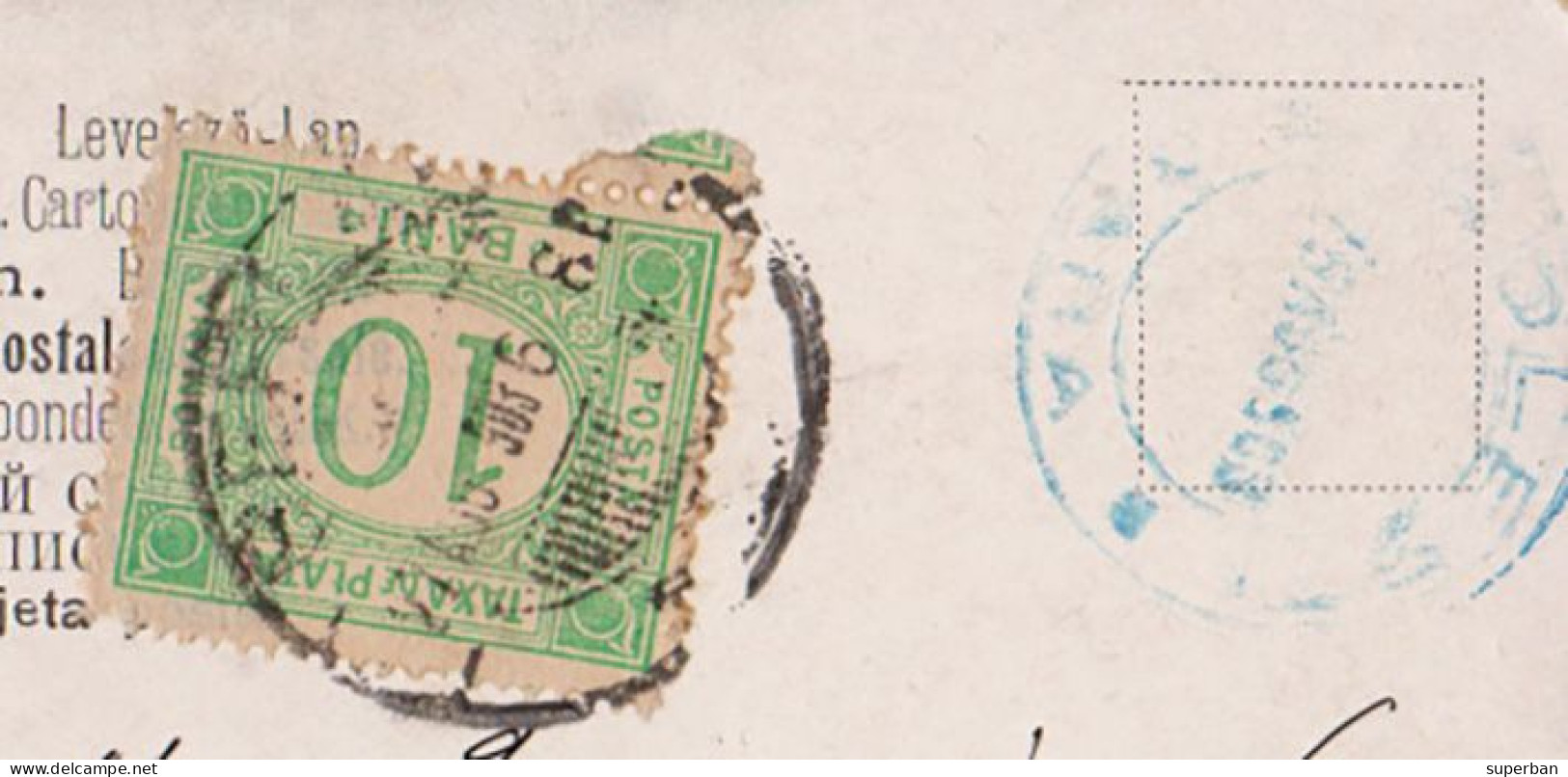 CARTE POSTALA FRANCATA Cu 10 BANI "TAXA DE PLATA" - CIRCULATA în 1903 : GOLESTI / GARA - BERLAD - RRR ! (am235) - Postmark Collection