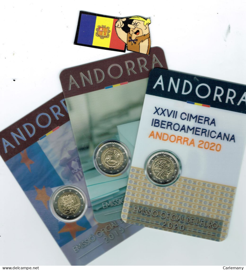 EUROS ANDORRA LOT DE 3 COMMEMORATIVES,2015-2015 I 2020 CIMERA - Andorre