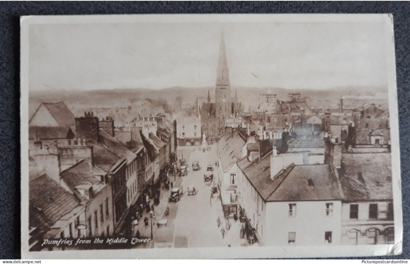 DUMFRIES FROM THE MIDDLE TOWER OLD B/W POSTCARD SCOTLAND - Dumfriesshire