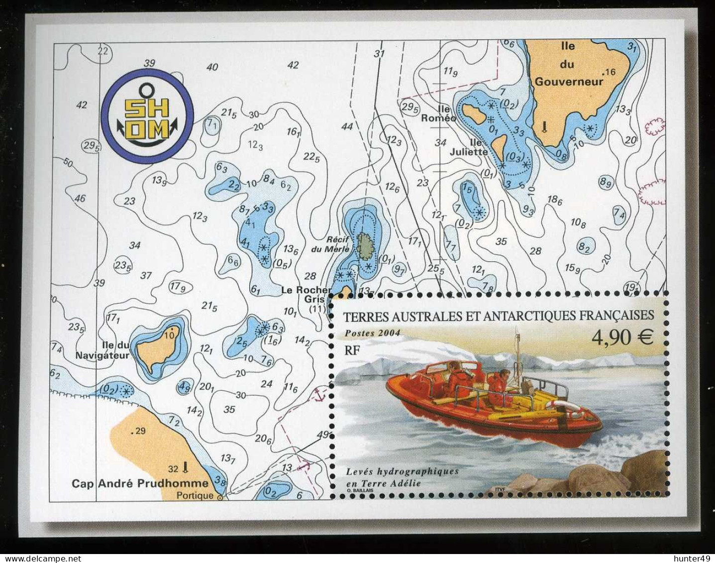 T.A.A.F - BLOC N°10  (2004) Levés Hydrographiques FACIALE 4,90€ - Blokken & Velletjes