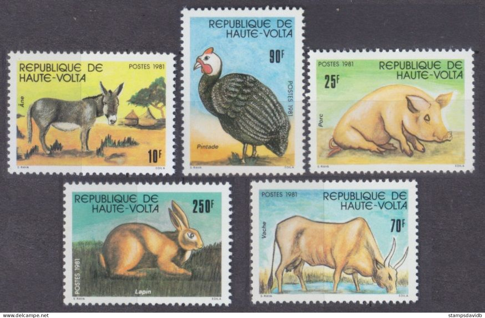 1981 Upper Volta  851-855 Domestic Animals 6,50 € - Conejos
