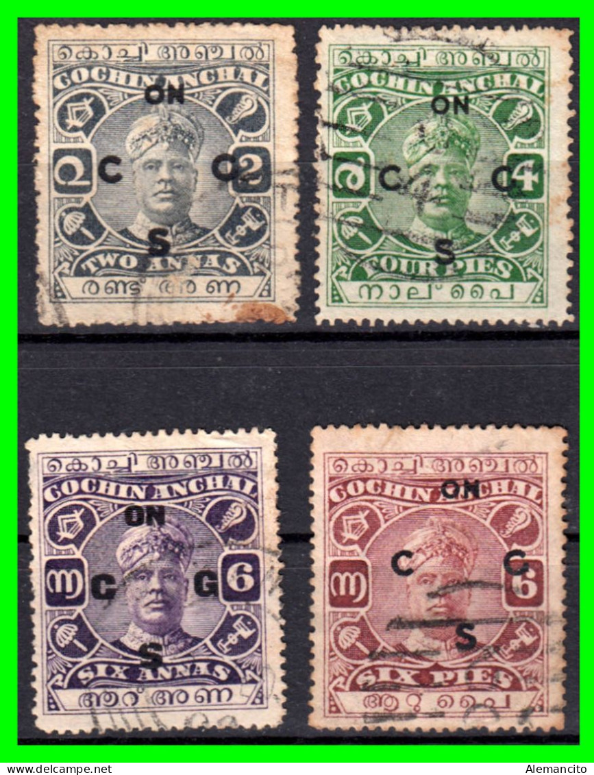 INDIA – ( ASIA ) –INDIA - COCHIN ANCHAL - USADO - 1933 - SIR RAMA VARMA II – SOBREIMPRESO - Cochin