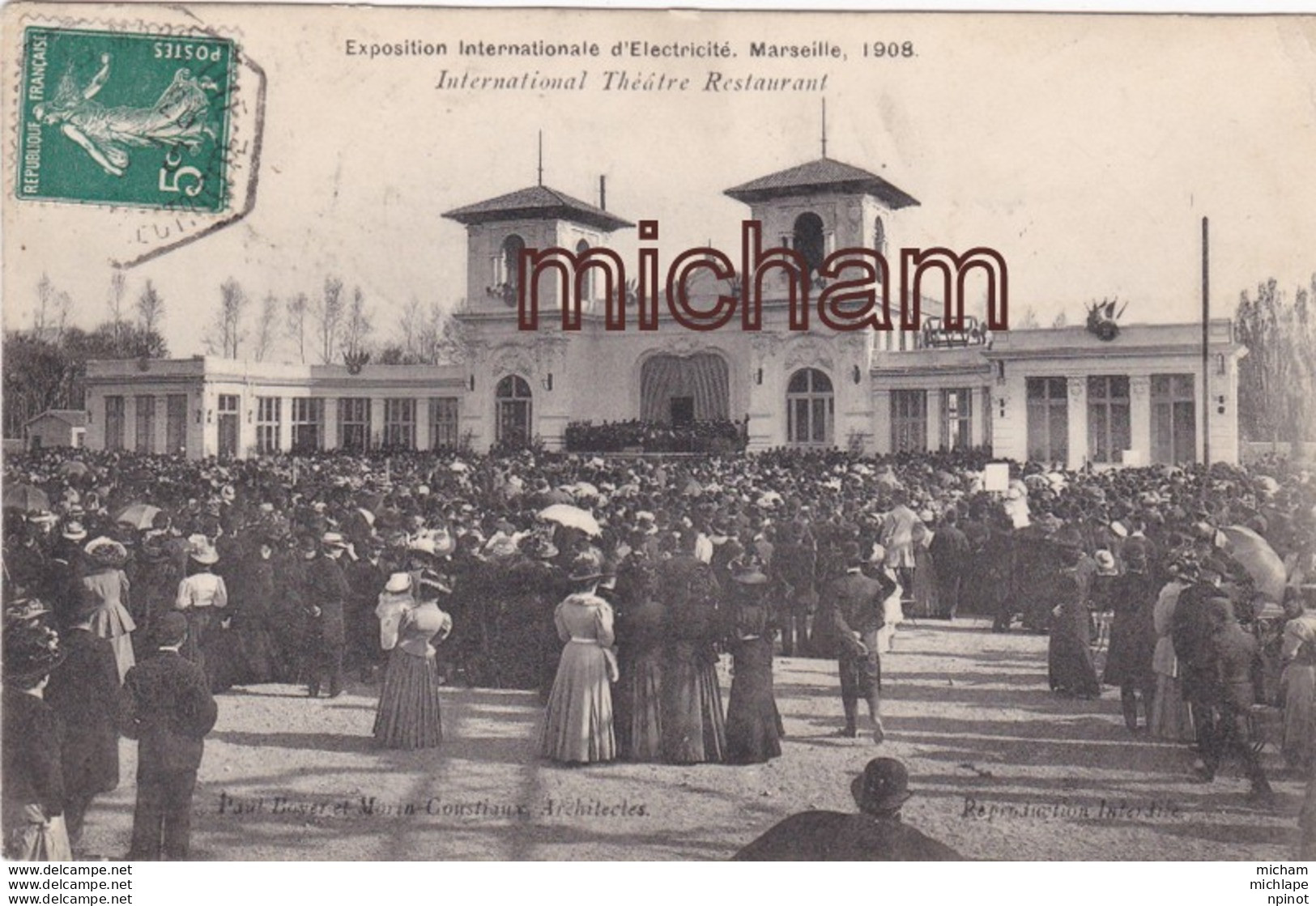 C P A 13 MARSEILLE   Exposition De L'electricité  1908 International Theatre  Restaurant - Weltausstellung Elektrizität 1908 U.a.