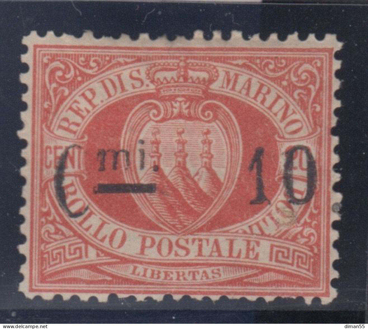 SAN MARINO - Sassone N.10 Cat 400 Euro - SUPER CENTRATO - MH*  Linguellato - Unused Stamps