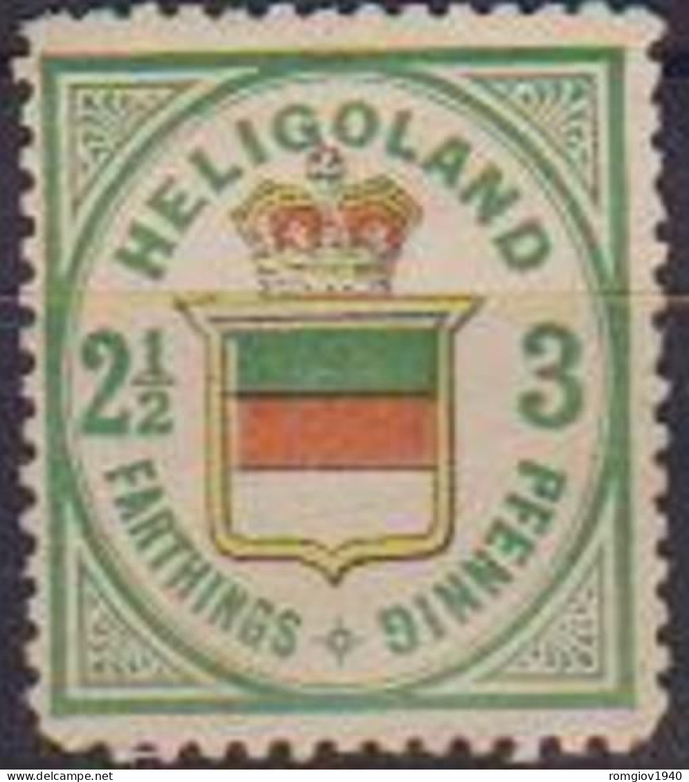 HELIGOLAND ANTICHI STATI  1876  STEMMA TRICOLORE AL CENTRO UNIF. 16 MLH VF - Héligoland