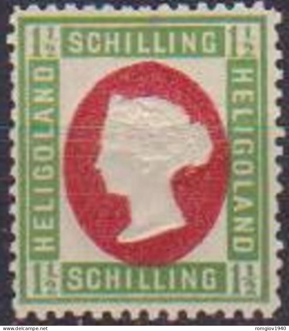 HELIGOLAND ANTICHI STATI  1869-73 EFFIGE REGINA VITTORIA  UNIF. 9 MLH  VF DENT.13 E 1/2 X 14 E 1/2  MLH VF - Helgoland