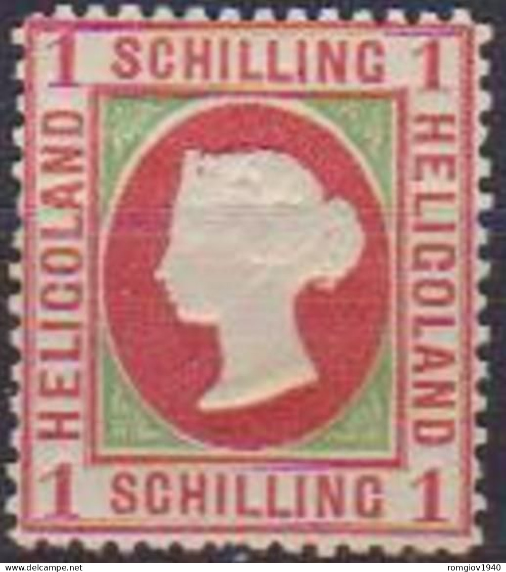 HELIGOLAND ANTICHI STATI  1869-73 EFFIGE REGINA VITTORIA  UNIF. 8  MLH  VF DENT.13 E 1/2 X 14 E 1/2  MLH VF - Héligoland