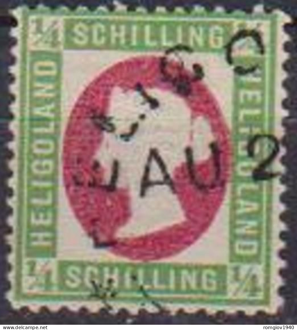 HELIGOLAND ANTICHI STATI  1869-73 EFFIGE REGINA VITTORIA  UNIF. 5a  USATO  VF DENT.13 E 1/2 X 14 E 1/2  MLH VF - Helgoland