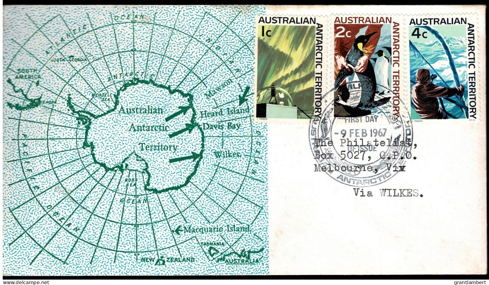 Australian Antarctic 1966 Definitives 1c,2c, 4c On FDC Via Wilkes - FDC