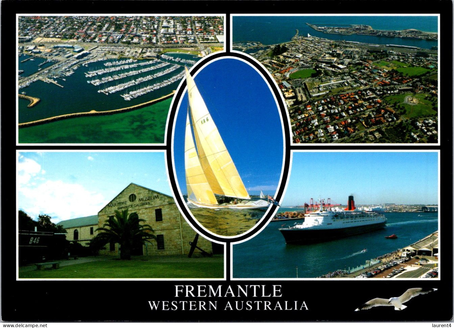 19-8-2023 (2 T 55) Australia - WA - City Of Fremantle (17 X 12 Cm)  Sail Ship & QEII - Fremantle