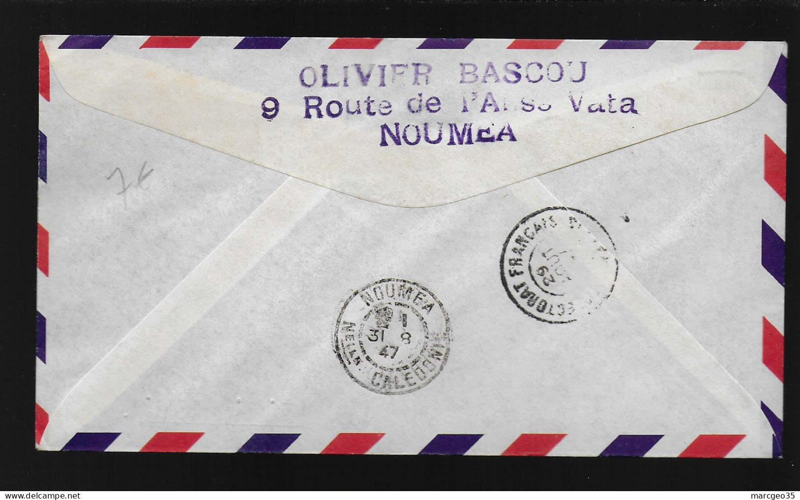 1ere Liaison Aérienne T.R.A.P.A.S. Nouvelle Calédonie Iles Wallis Aout 1947 Paire De 1f50 Poste Aérienne  - Lettres & Documents