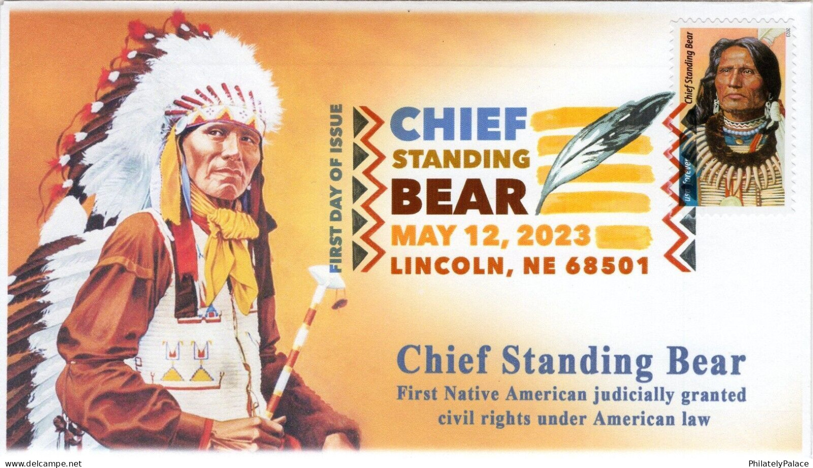 USA 2023 Chief Standing Bear, Native American, Tribal ,Pictorial Postmark, FDC Cover (**) LIMITED - Storia Postale