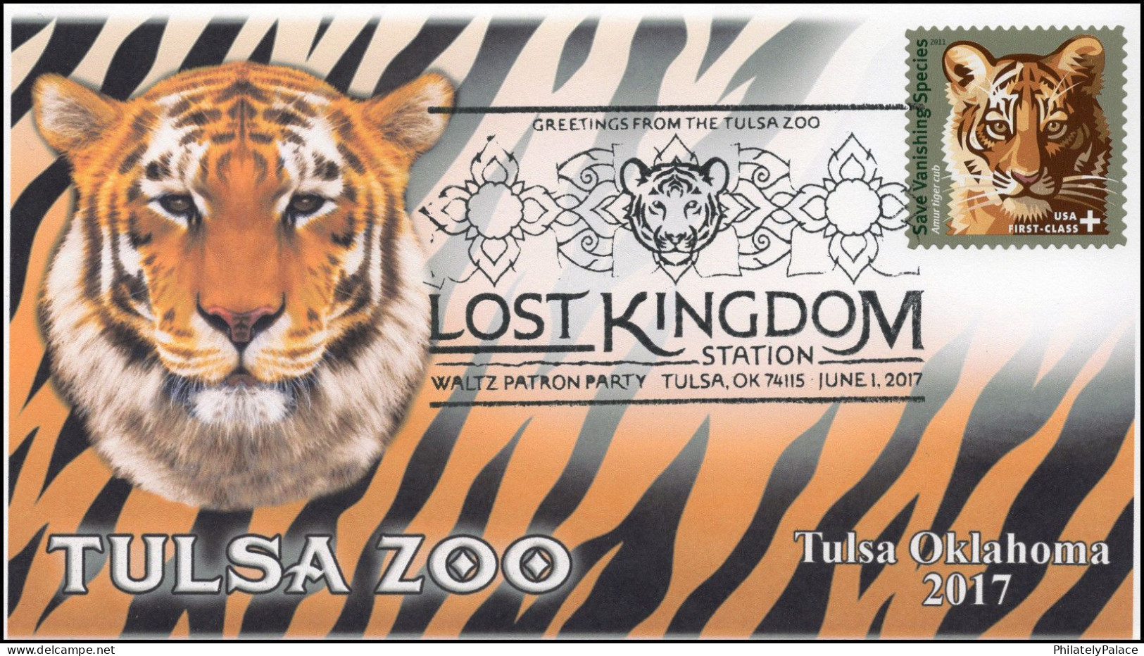 USA 2017 Lost Kingdom, Tulsa Zoo, Amur Tiger Cub, Tiger, Animal, Special Cover (**) LIMITED EDITION - Brieven En Documenten