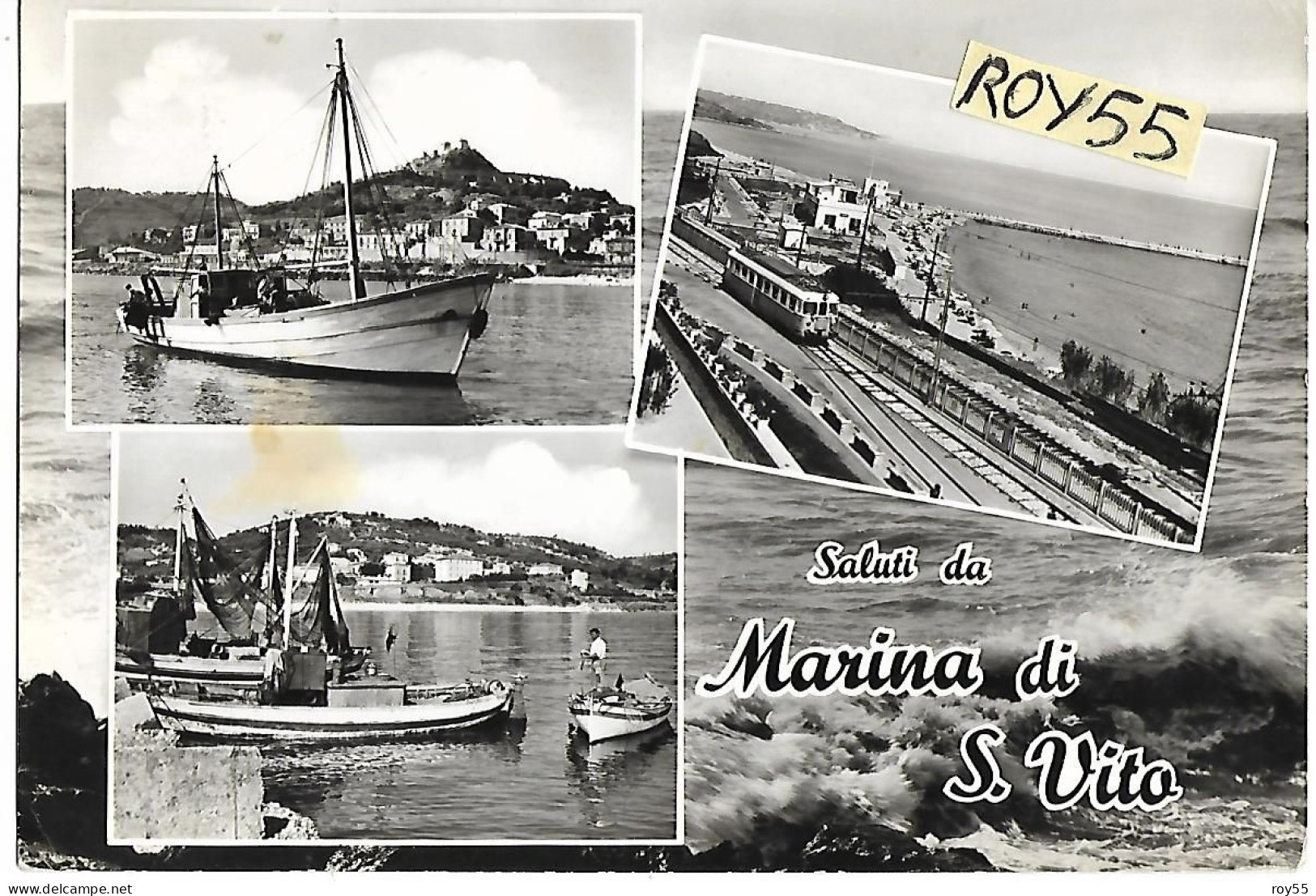 Abruzzo-chieti-marina Di S.vito Vedute Vedutine Saluti Da Marina Di S.vito Veduta Treno Littorina Locale Anni 60 - Altri & Non Classificati