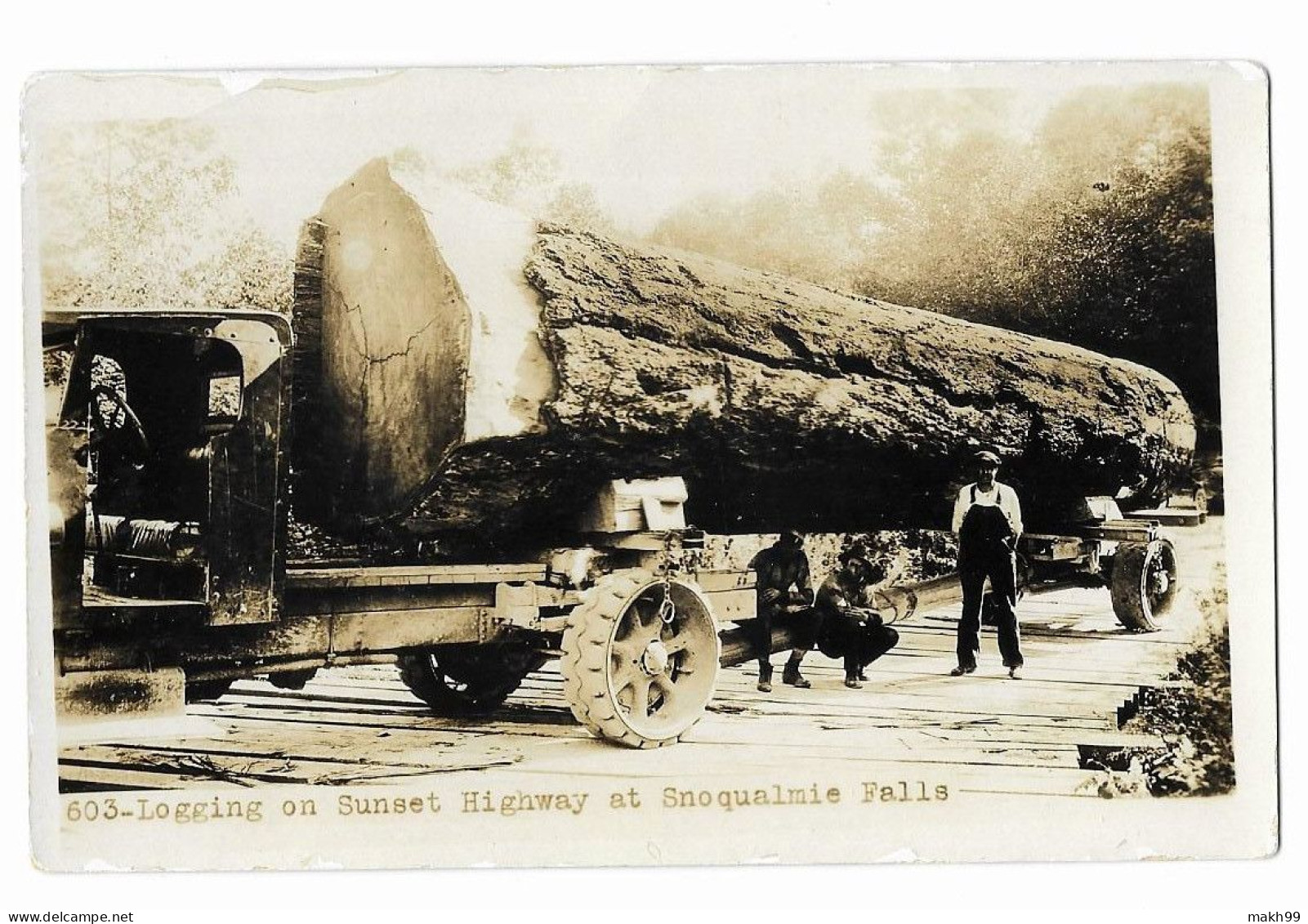 Logging On Sunset Highway At Snoqualmie Falls - Real Photo PC (RPPC) - Seattle