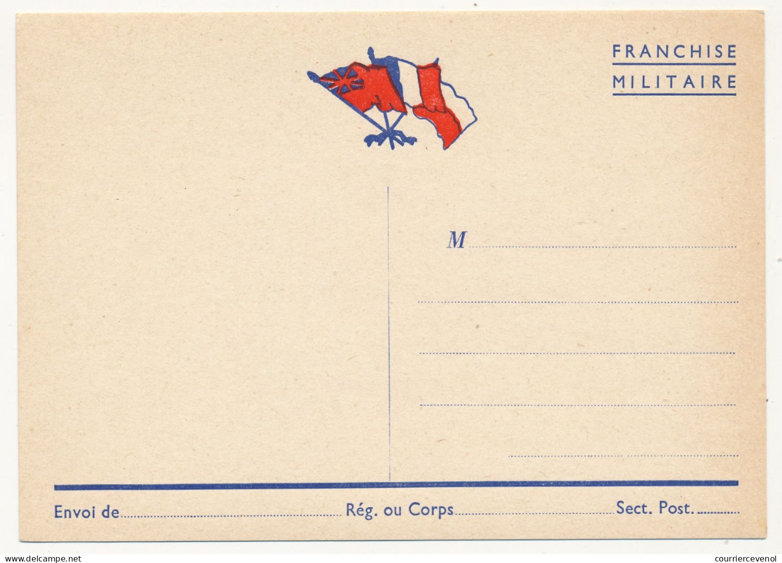 Carte De Franchise Militaire - Trois Drapeaux - Edition Privée, Guerre 1939 - Lettres & Documents