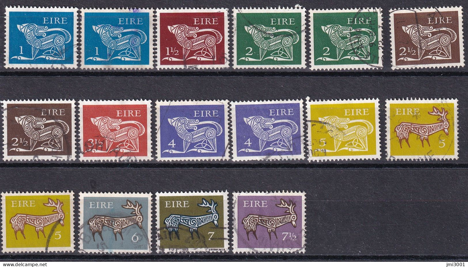 Irlande 1971/74  Lot °  Avec Filigrane E    2 Scans - Used Stamps