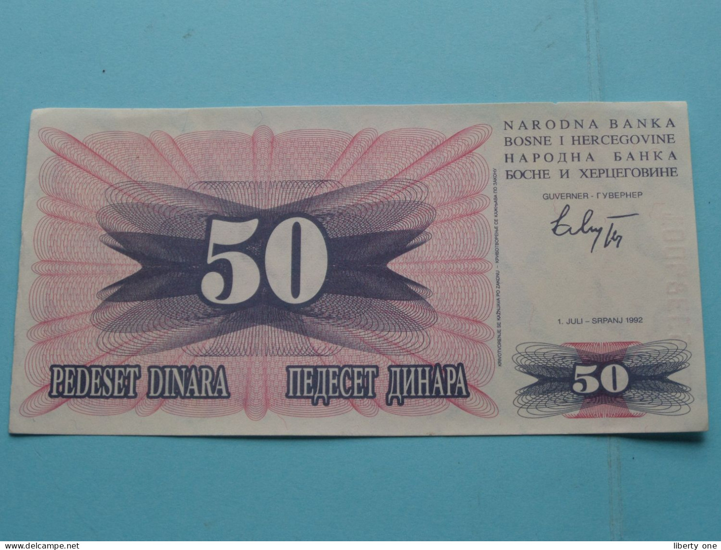 50 Pedeset Dinara > Bosnia Herzegovina - 1992 ( Zie/voir Photo / See Scans ) XF Circulated ! - Bosnie-Herzegovine
