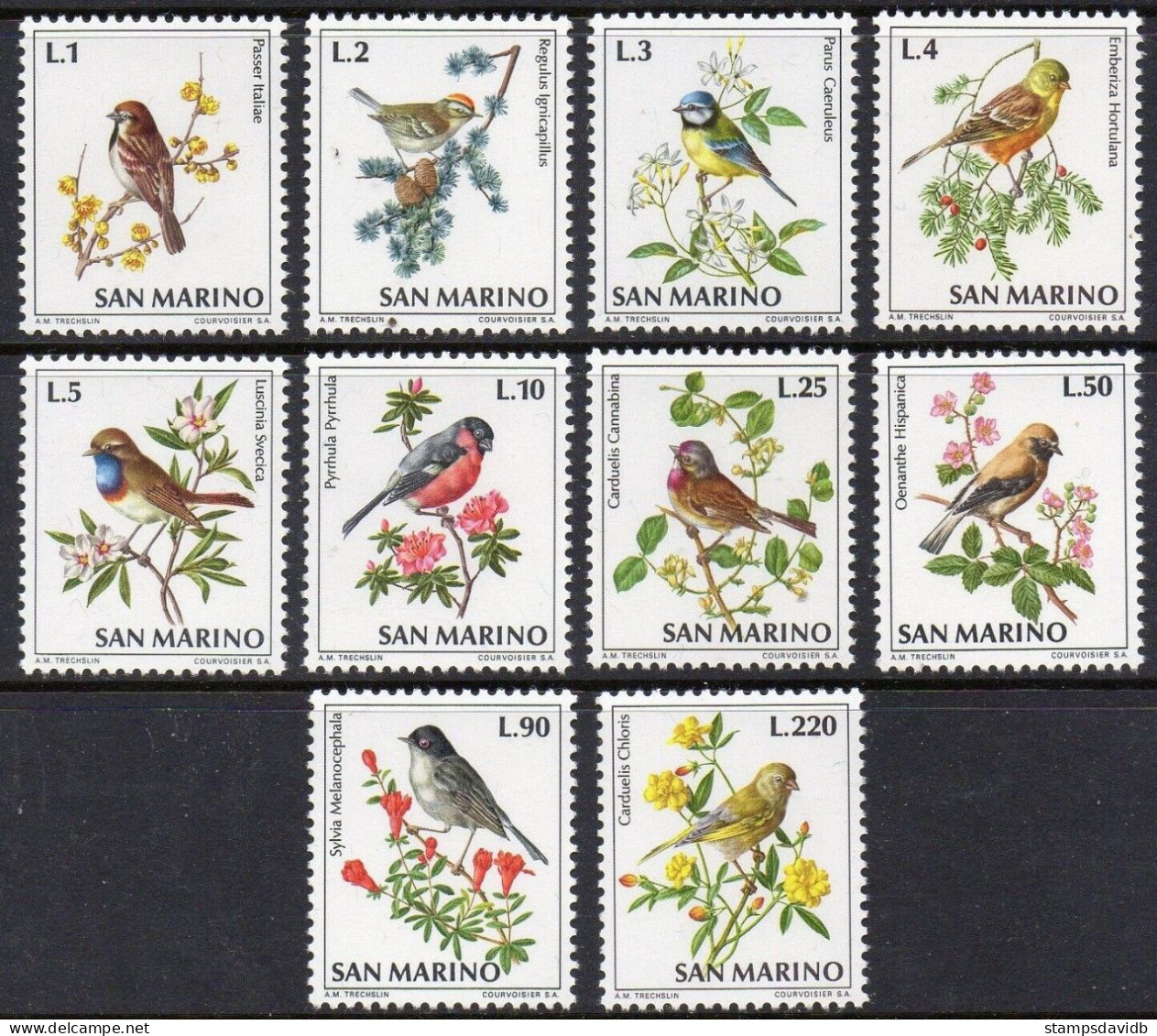 1972 San Marino 1003-1012 Birds - Piciformes (pájaros Carpinteros)