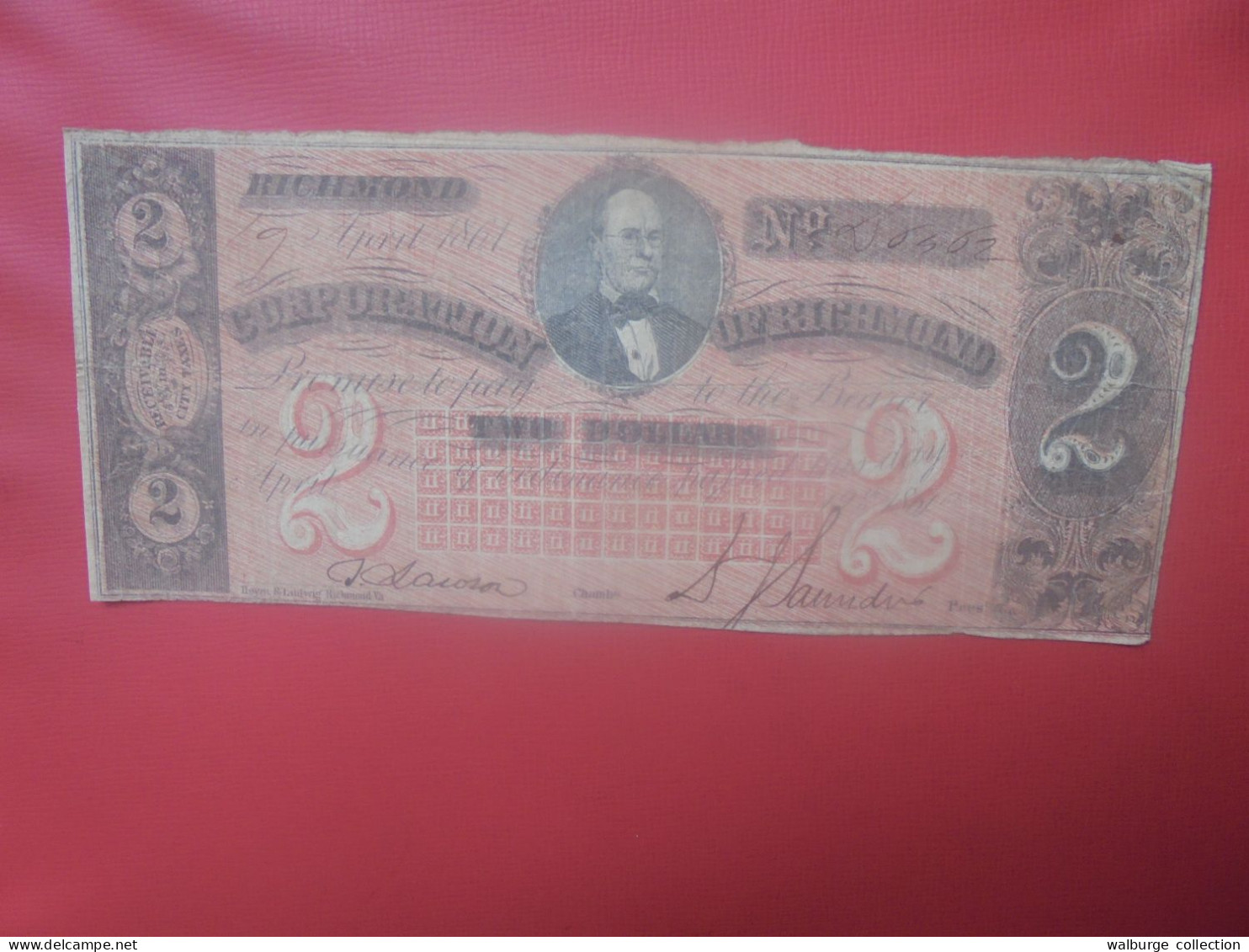 RICMOND 2$ 1861 Circuler  (B.30) - Valuta Van De Bondsstaat (1861-1864)