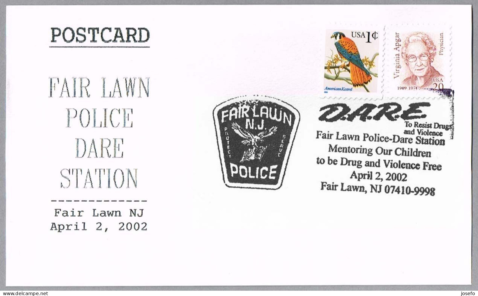 FAIR LAWN POLICE - D.A.R.E. To Resist Drugs And Violence. Fair Lawn NJ 2002 - Drogue