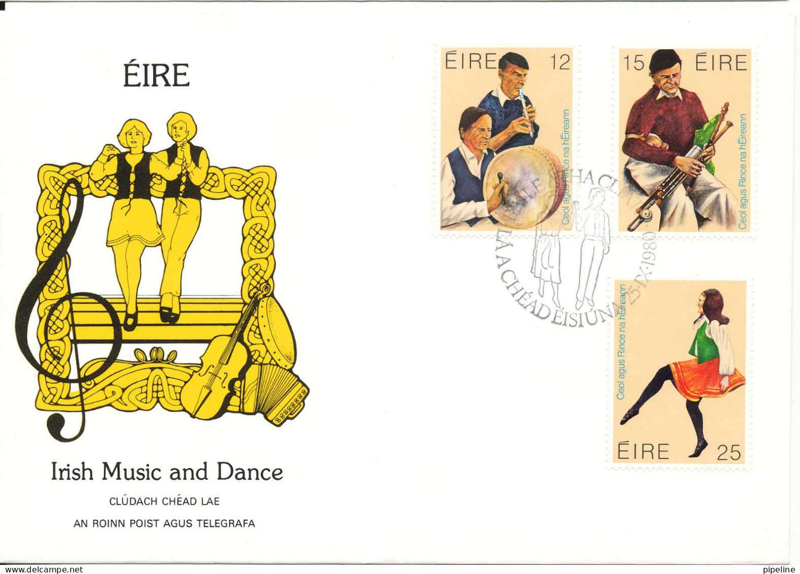 Ireland FDC 25-9-1980 Complete Set Irish Music And Dance With Cachet - FDC