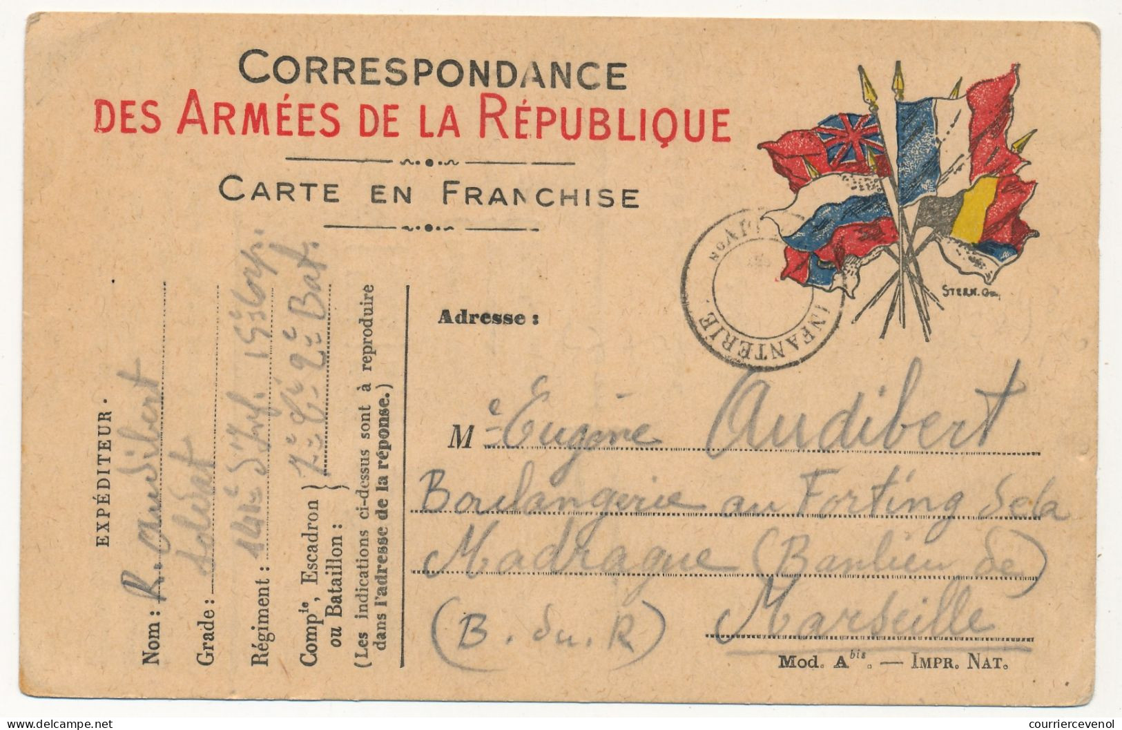 Carte FM Officielle Priorité - Cachet "Infanterie 29° Division" Sans Bloc Dateur - 28 Décembre 1914 - Rare - Covers & Documents