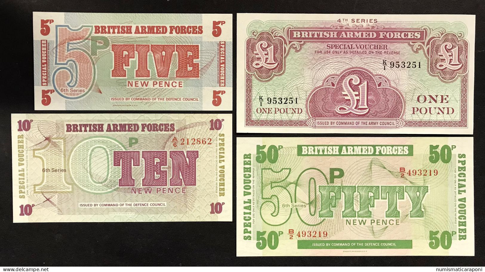 BRITISH ARMED FORCES 1 Pound 4à Series  + 5 10 50 Pence 6à Series   LOTTO 4726 - Altri & Non Classificati