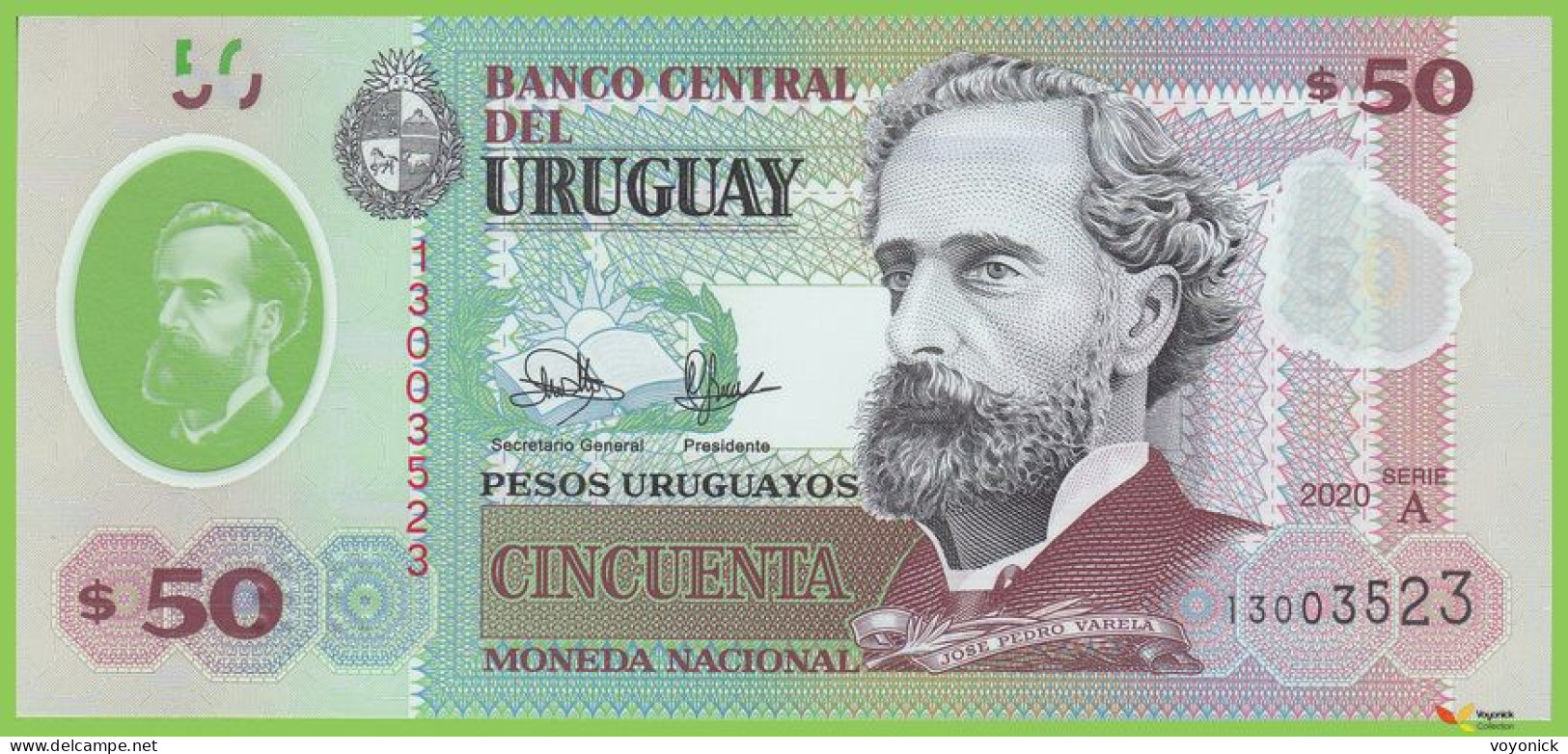 Voyo URUGUAY 50 Pesos Uruguayos 2020 P102a B561a A UNC Polimer - Uruguay