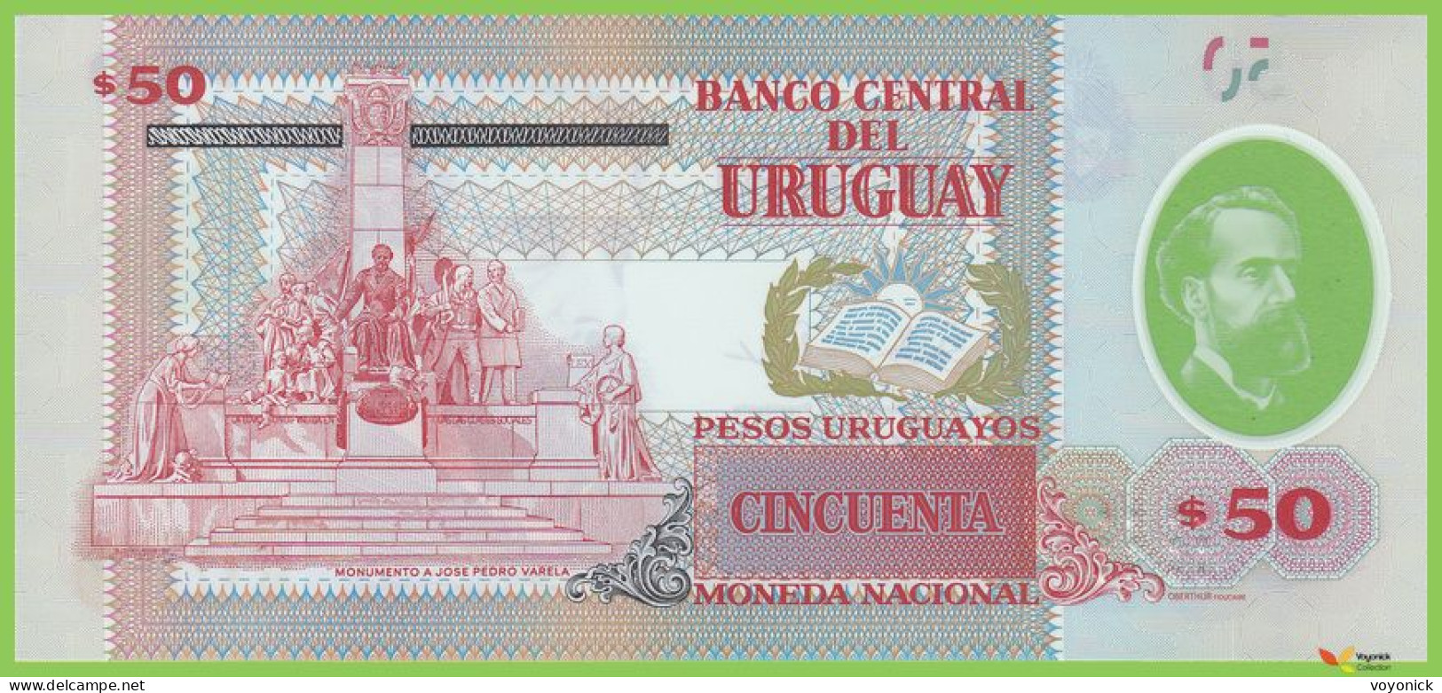 Voyo URUGUAY 50 Pesos Uruguayos 2020 P102a B561a A UNC Polimer - Uruguay