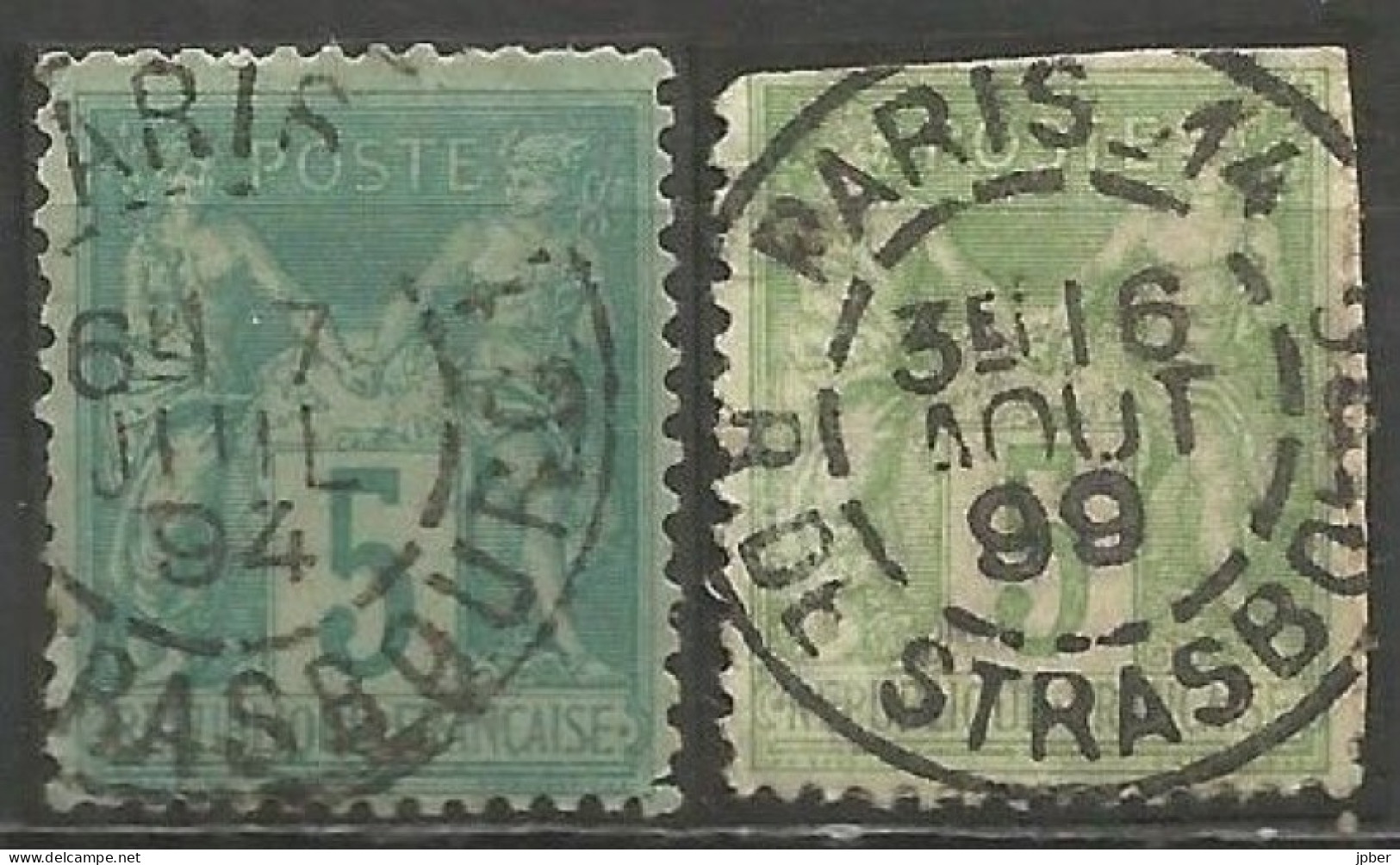 France - Sage - Quartiers De Paris - Cachet Type A2 AVEC N° Bureau - "PARIS 14 R.DE STRASBOURG" - 1876-1898 Sage (Type II)