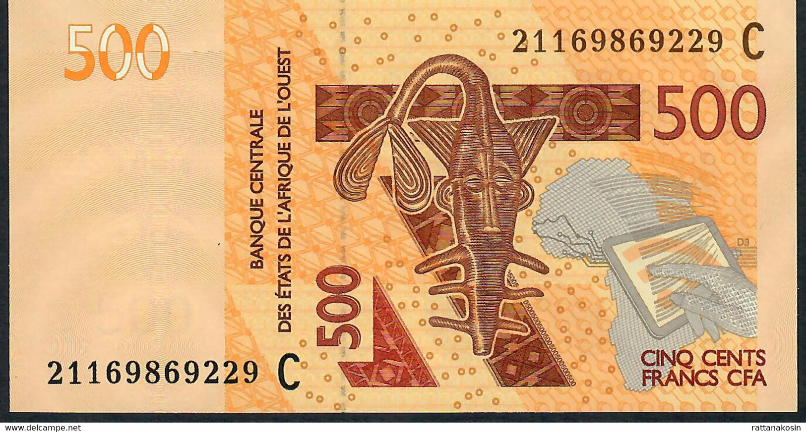 W.A.S. Burkina Faso P319Cj 500 FRANCS Dated 2012 Issued (20)21 2021 Signature 45 UNC. - États D'Afrique De L'Ouest