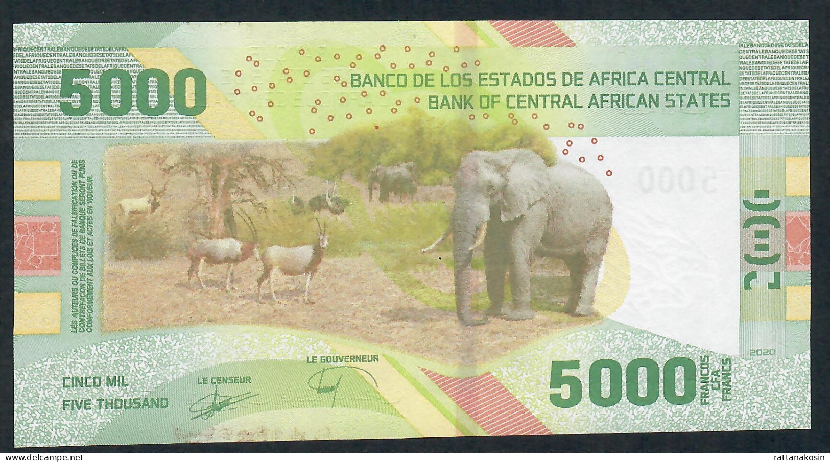 C.A.S. NLP 5000 FRANCS 2020 Issued 15.12.2022 #A8    UNC. - Estados Centroafricanos