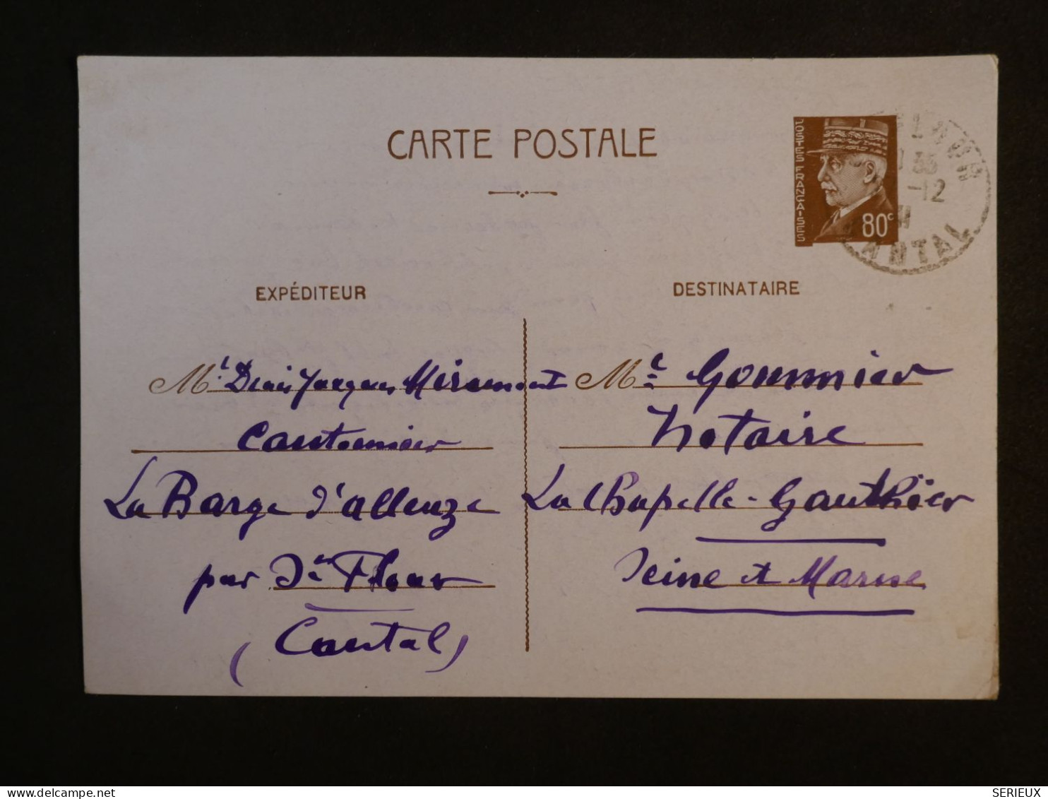 BY16 FRANCE  BELLE CARTE FM ENTIER PETAIN 1941 LA BARGE A LA CHAPELLE +AFF. INTERESSANT ++ - Andere & Zonder Classificatie