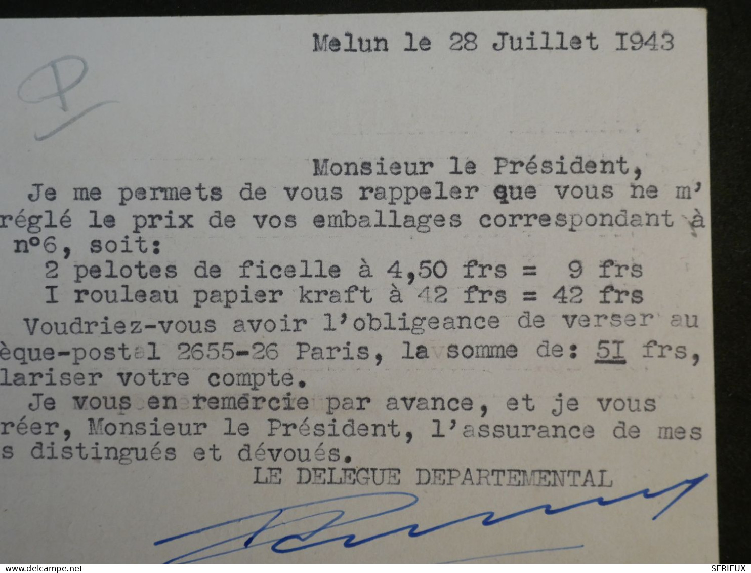 BY16 FRANCE  BELLE CARTE FM ENTIER PETAIN 1943 MELUN A LA CHAPELLE +AFF. INTERESSANT ++ - Altri & Non Classificati