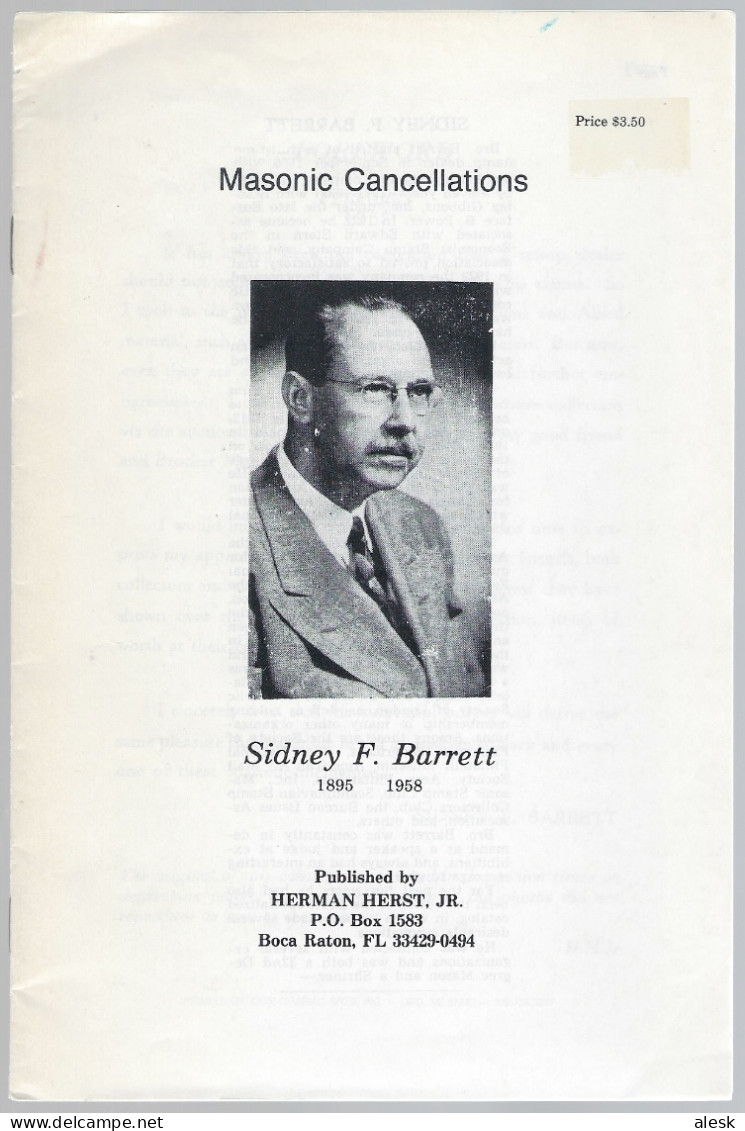 MASONIC CANCELLATIONS De Sidney F. Barret - 1953 - 20 Pages - Oblitérations